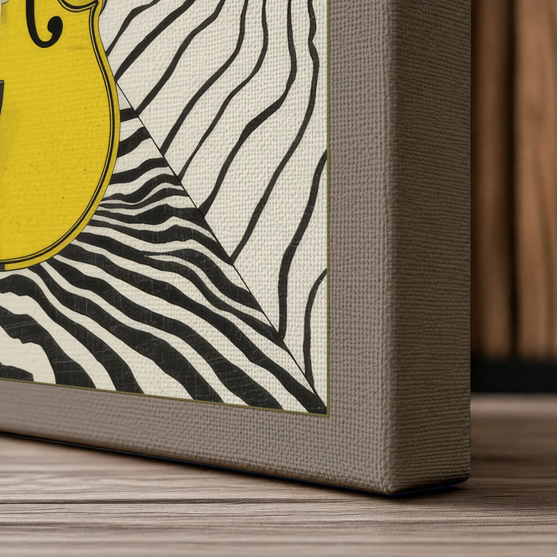 Yellow Cat in Symmetry Modern - Wrapped Canvas, 30x20 - 76.2 x 50.8 cm, Taupe Border