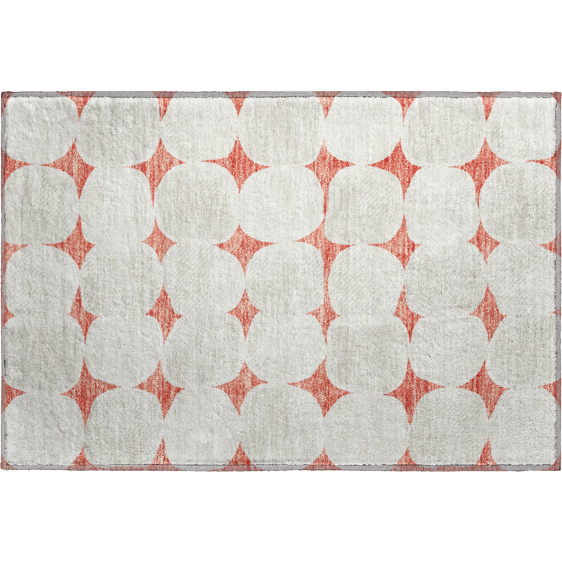 Premium Machine Washable Prisco Salmon Rug, Rectangle 1'8" x 2'6"