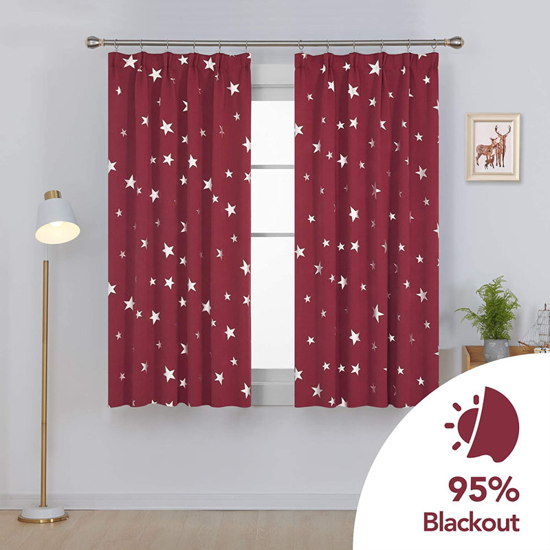 Room Darkening Curtain Pair, 117 W x 183 D cm, Red