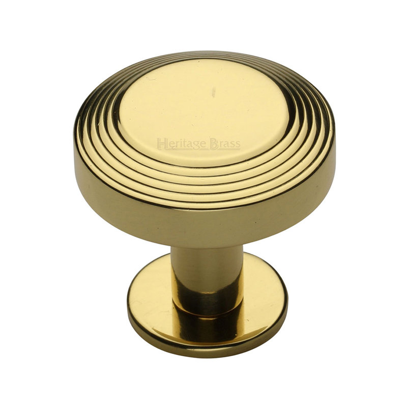 Heritage Brass Cabinet Knob Ridge Design with Rose, 38mm, Satin Nickel