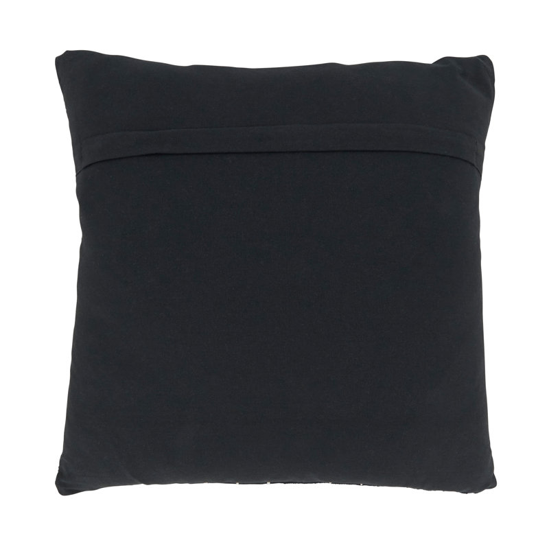 Black and White Cotton Patchwork Stitch Square Throw Pillow, 18"