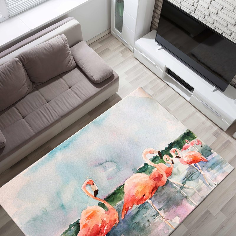 Soft Pastel Shades Adorn This Printed Goblen Fabric Rug Featuring a Delicate Floral Pattern for an Elegant Addition to Your Living Space