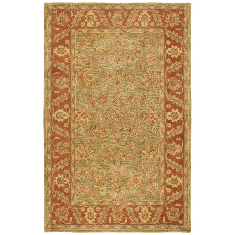 Tapis floral en laine touffeté à la main Santoyo, Rectangle 4 pi x 6 pi