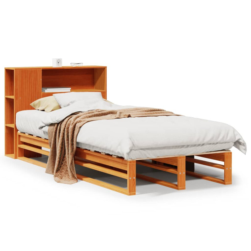 Rundelle Solid Wood Bed, Wax brown