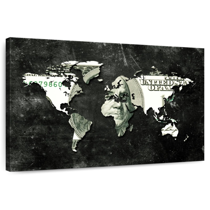 Carte du monde en dollars américains Aliaz, H 16 po x l 24 po