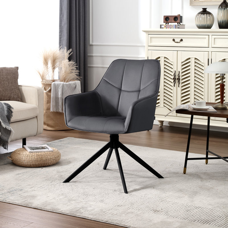 Zaytoune 47cm H Velvet Upholstered Metal Armchair, 2, Grey