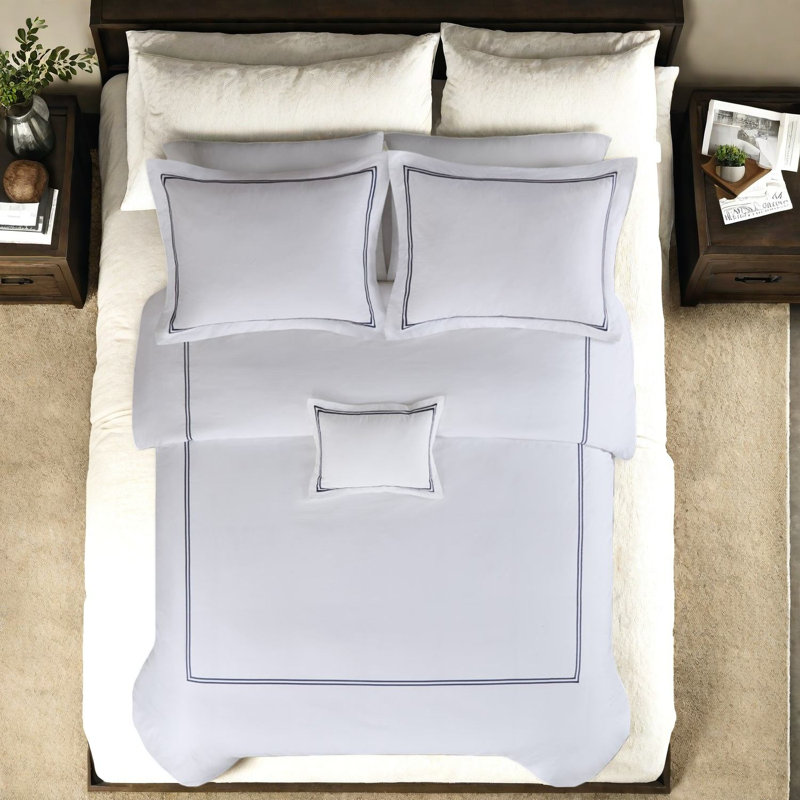 Ensembles de literie de qualité supérieure en satin de coton 500tc brodés pour la maison
