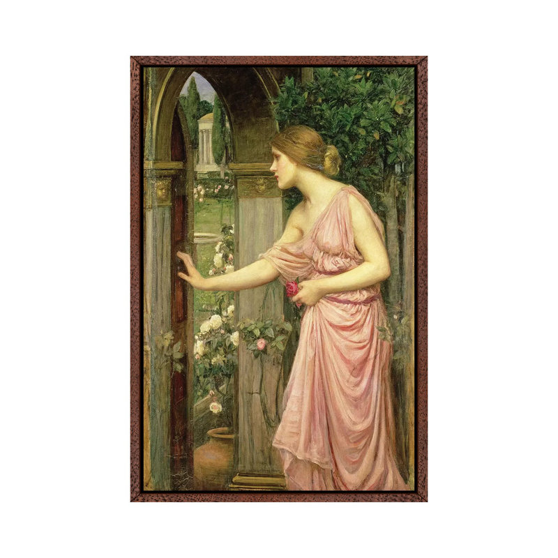 Psyche Entering Cupid's Garden, 1903 by John William Waterhouse - Painting on Canvas, Classic Brown Wood Framed