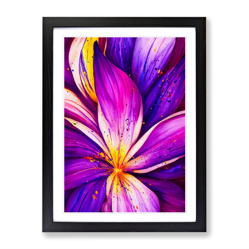 Aurik Iris Flower Paint Splatter Vol.1 1 Piece Wall Art, 34cm H x 25cm W x 2cm D, Oak