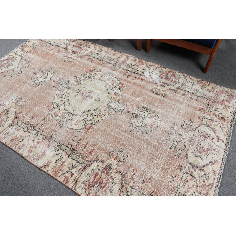 Vintage Handwoven Turkish Anatolian Rug in Distressed Boho Style for Living Room Decor