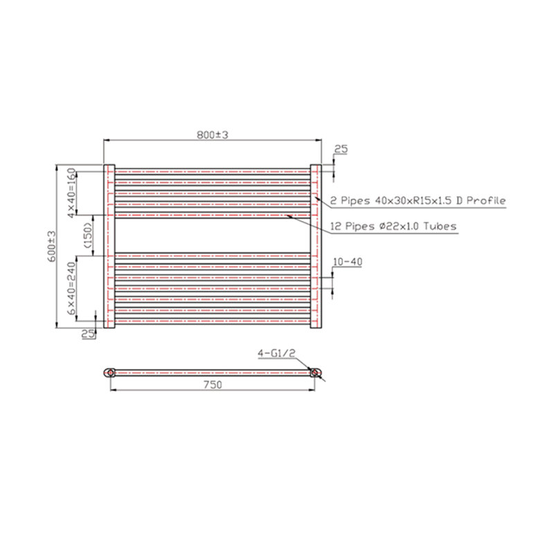 Sharell Straight Towel Rail Heated Towel Rails, 60cm H x 80cm W x 3cm D
