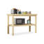 Table d'îlot de cuisine en bois massif avec tablette de rangement ouverte-650973666