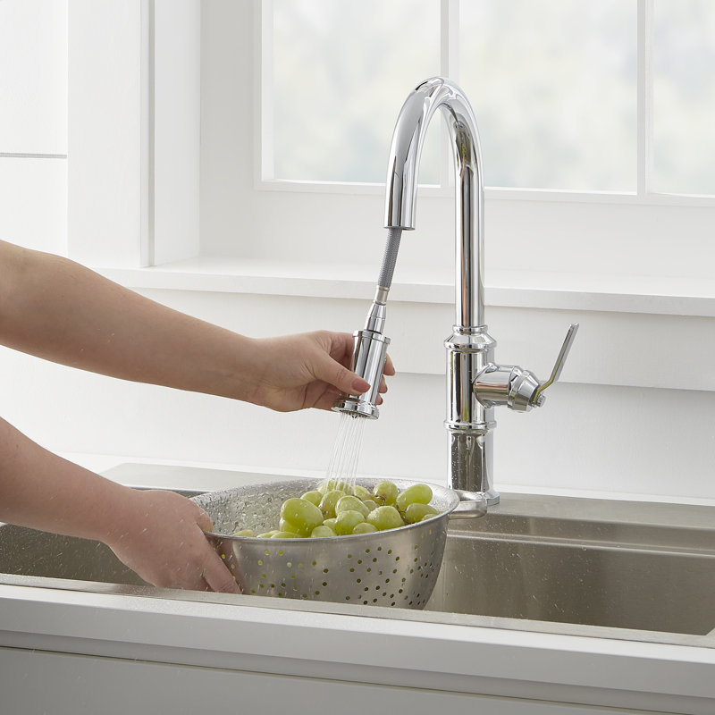 Kinzie Single Handle Pull Down Sprayer Kitchen Faucet, Chrome