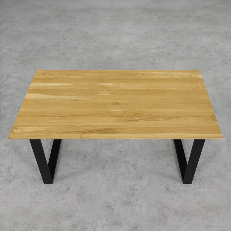 Brinegar Oak Metal Base Dining Table, Natural Oil, 75H x 180L x 90Wcm