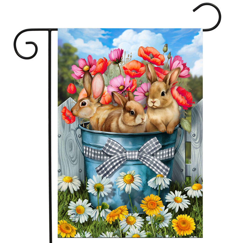 Seau de lapins drapeau de jardin