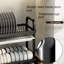 Kitchen Dish Rack With Drainboard, Dish Storage Rack With Utensil Holder And Cutting Board Slots