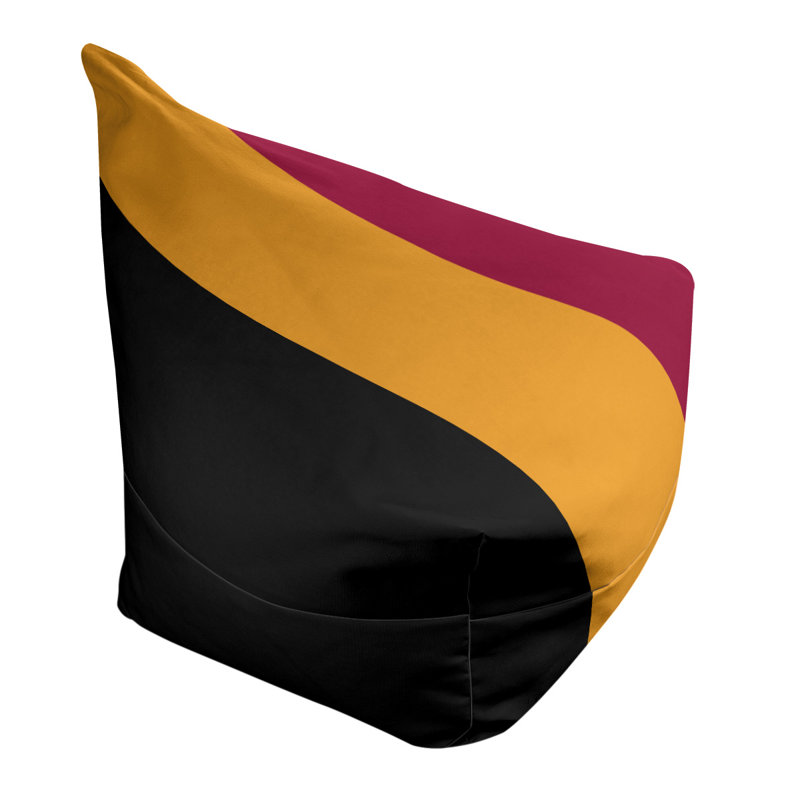 Bean Bag Chair & Lounger, 31" x 38" x 42", Black/Yellow/Red