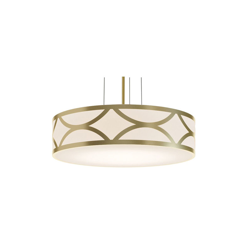 Luminaire suspendu tambour 1 lumière Bernville, Or, H 5 po x l 20 po x P 20 po