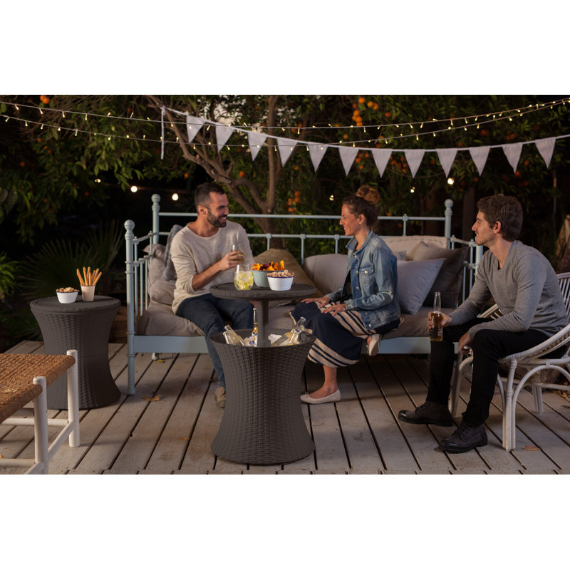 Mobilier de patio extérieur avec table d'appoint Artem Cool Bar, Marron foncé