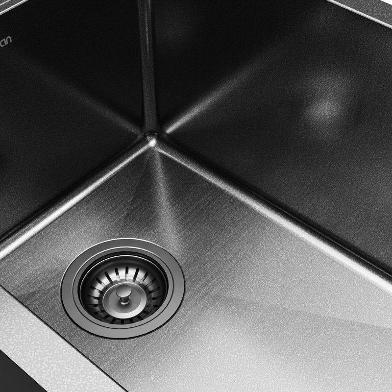Évier de cuisine à cuve simple en acier inoxydable de calibre 16 noir Karran Elite