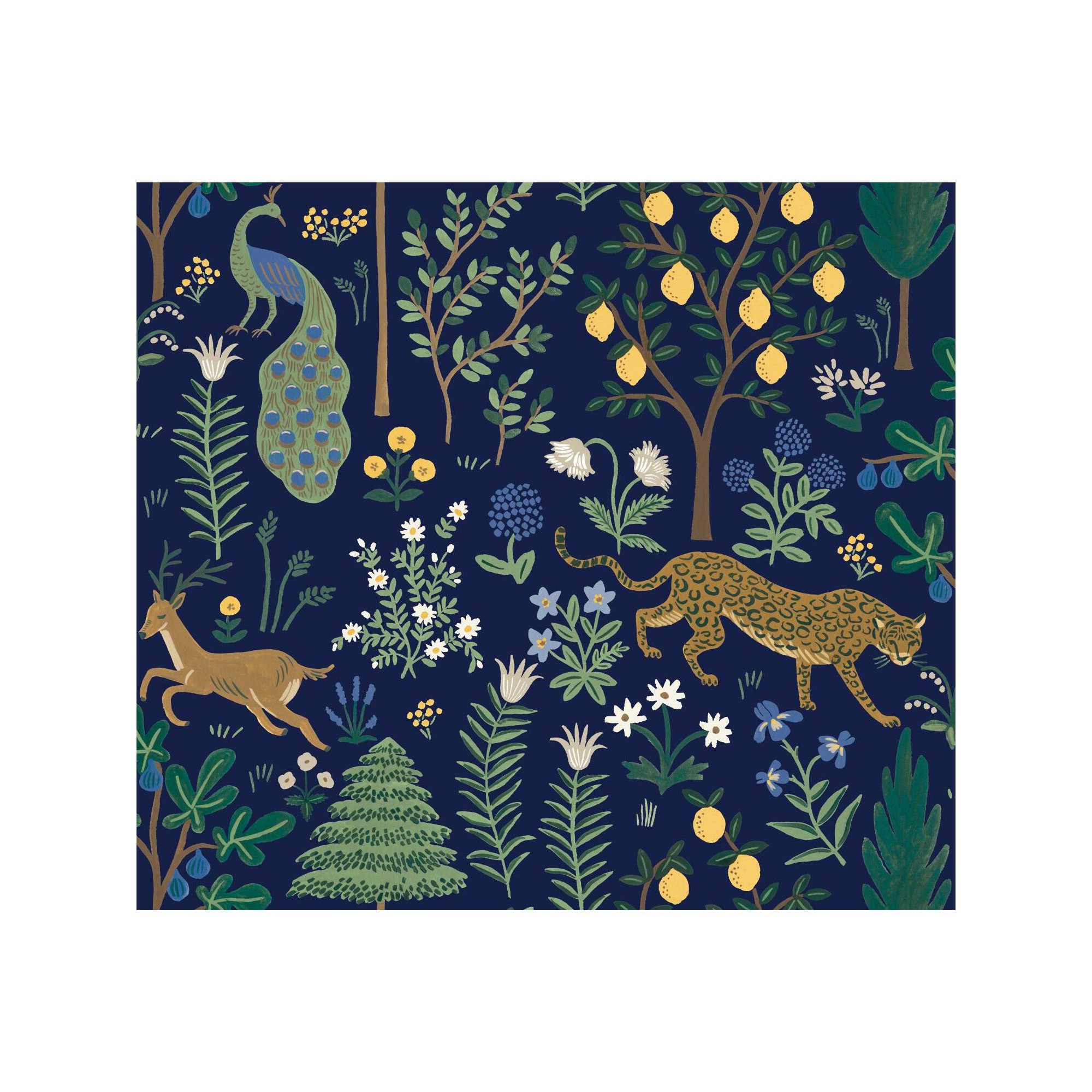 Rifle Paper Co. Menagerie 20' L x 27" W Peel and Stick Wallpaper Roll, Blue