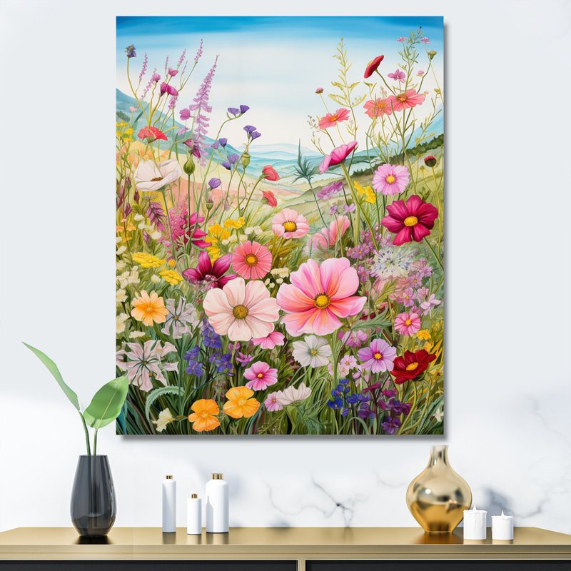 Célébration de fleurs sauvages printanières sur toile, H 44 po x l 34 po x P 1,5 po, Toile tendue
