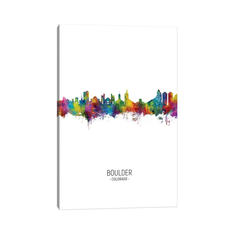 Boulder Colorado Skyline Portrait by Michael Tompsett - Wrapped Canvas Gallery-Wrapped Canvas Giclée, 20.32 cm H x 30.48 cm W