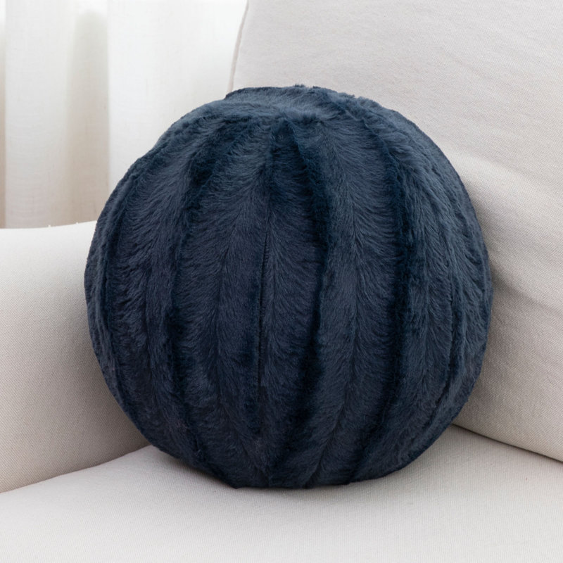 Faux Fur Reversible Throw Pillow, Blue