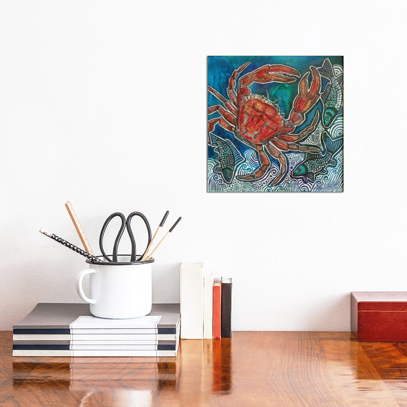 Feeling Crabby by Lynnette Shelley - Painting on Canvas, 45.72 cm H x 45.72 cm W x 3.175 cm D, Wrapped Canvas