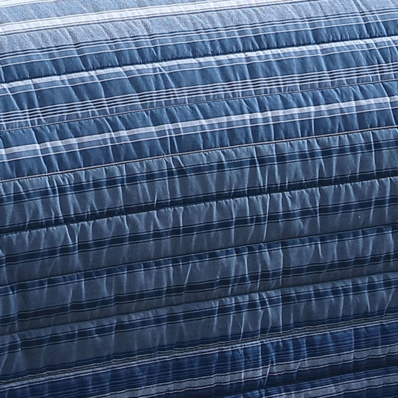Coveside Blue Multi Cotton Reversible Full Quilt Set