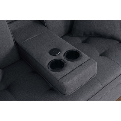 Causeuse-lit en lin gris foncé Corrado II