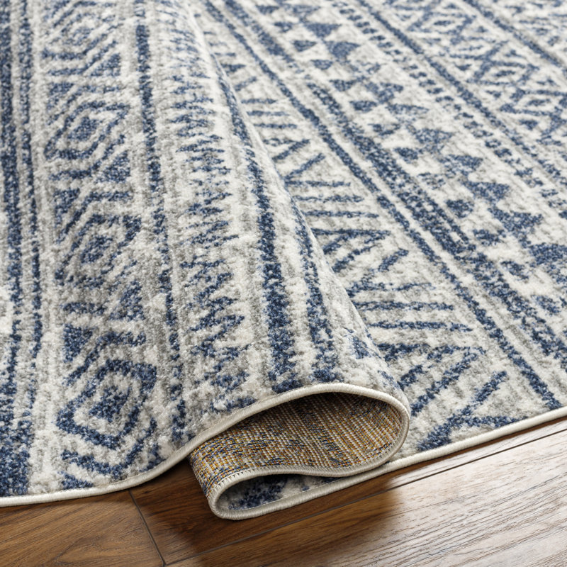 Cadle Rectangle Machine Woven Polypropylene Area Rug in Blue, Rectangle 5'3" x 7'