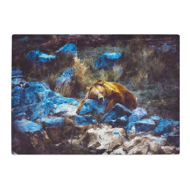 Resting Grizzly Bear Painting Chopping Board, 0.4cm H x 28.5cm W x 39cm L