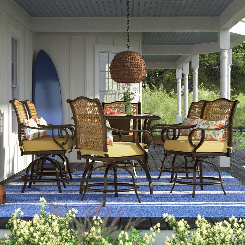 Pavillion 6 - Person Patio Dining Set with Rectangular Table , Cushions Included
