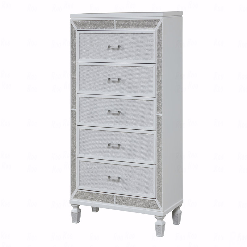 Commode en cristal faite de bois et finie en blanc