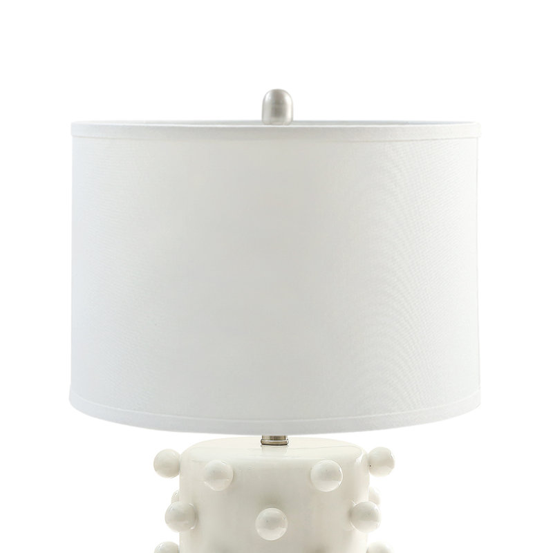 66cm Tall White Ceramic Living Room Table Lamp, Bedside Buffet Lamp White Linen Shade