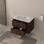 Meuble-lavabo mural 30 po avec lavabo flottant à deux tiroirs en noyer foncé avec lavabo intégré en céramique 30 po