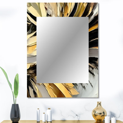 Dreams Of Abundance Black And Gold II - Modern Rectangular Wall Mirror