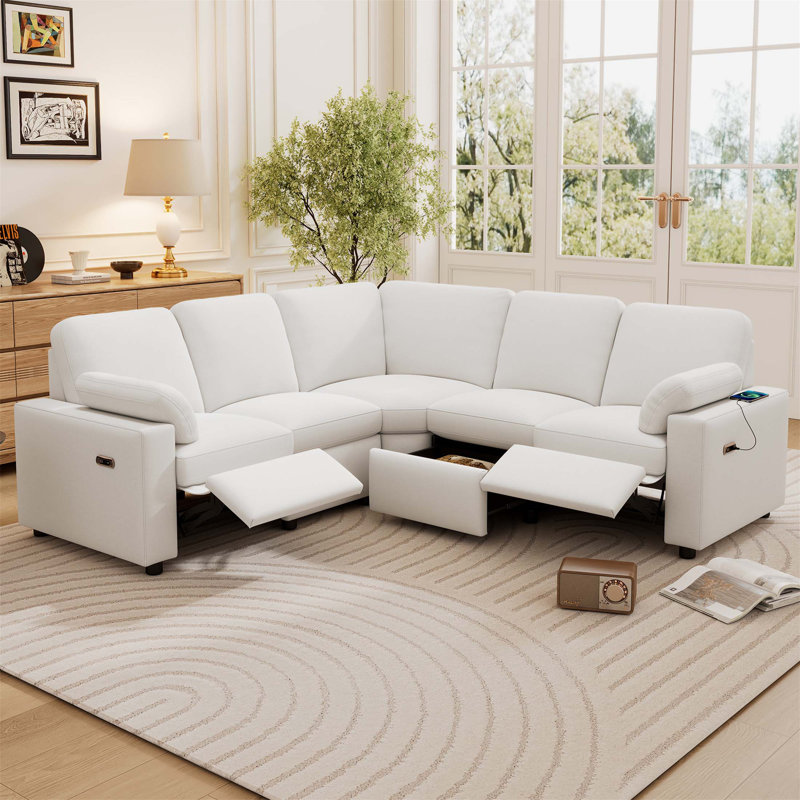 Canapé en lin avec accoudoirs carrés, Beige