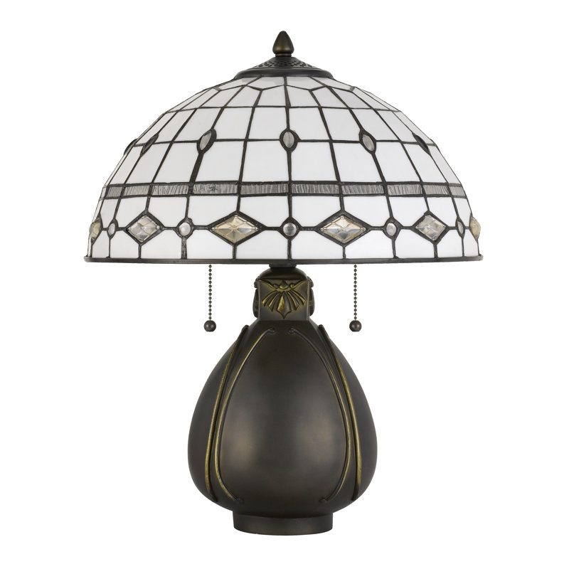 60W X 2 Tiffany Table Lamp Decorative Stained Glass Design 20" H