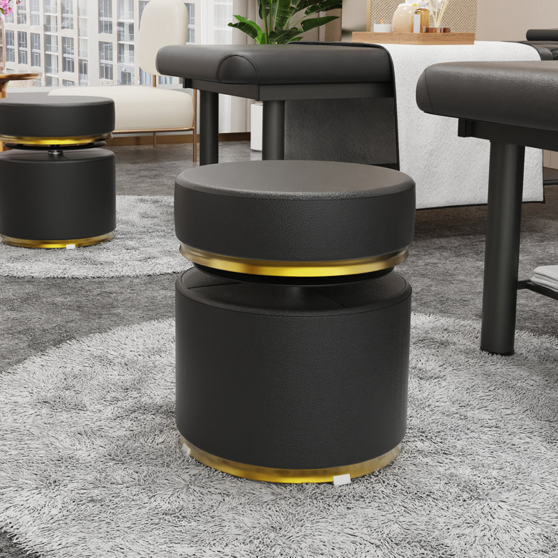 Tabouret de coiffeuse pivotant à hauteur réglable Macady, Noir