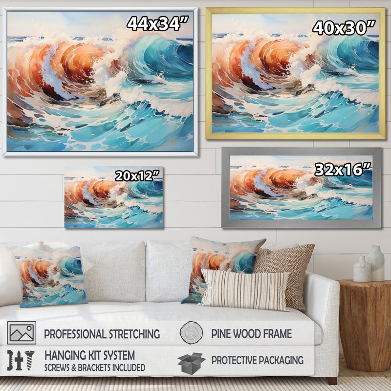 Beach Photo Oceanic Rhythms VII, reproduction d'art sur toile, H 12 po x l 20 po, Cadre flottant blanc