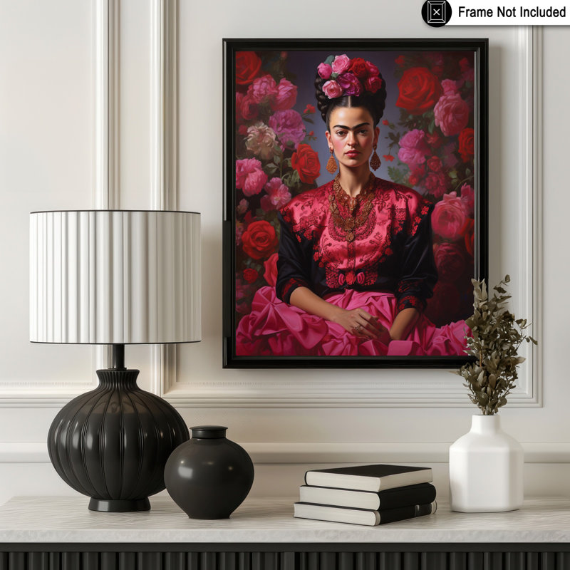 Portrait floral rose Frida, Unframed, Poster, 18"H x 24"W