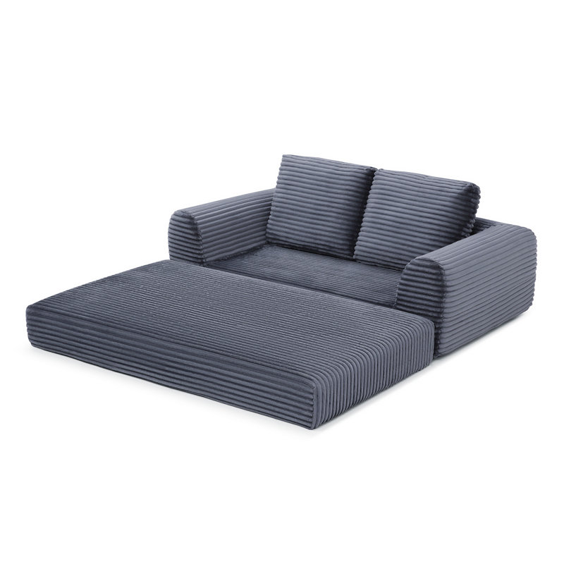Canapé-lit pliant convertible 2-en-1, canapé-lit en velours côtelé moderne avec 2 * coussins, causeuse modulaire rembourrée et désossée avec lit escamotable, canapé-lit modulaire pliant pour le salon