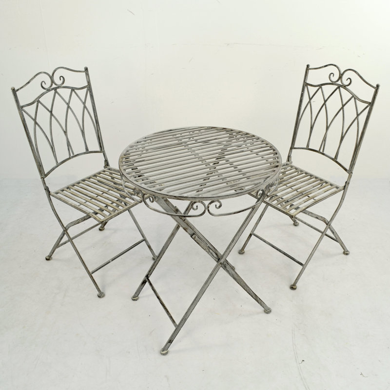 ROCHELLE Folding Garden Bistro Set, Light Grey