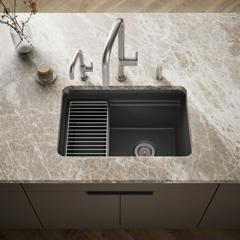 Cairn 27-1/2 in. X 18-5/16 in. X 12-5/8 in. Undermount Utility Sink, Matte Graphite