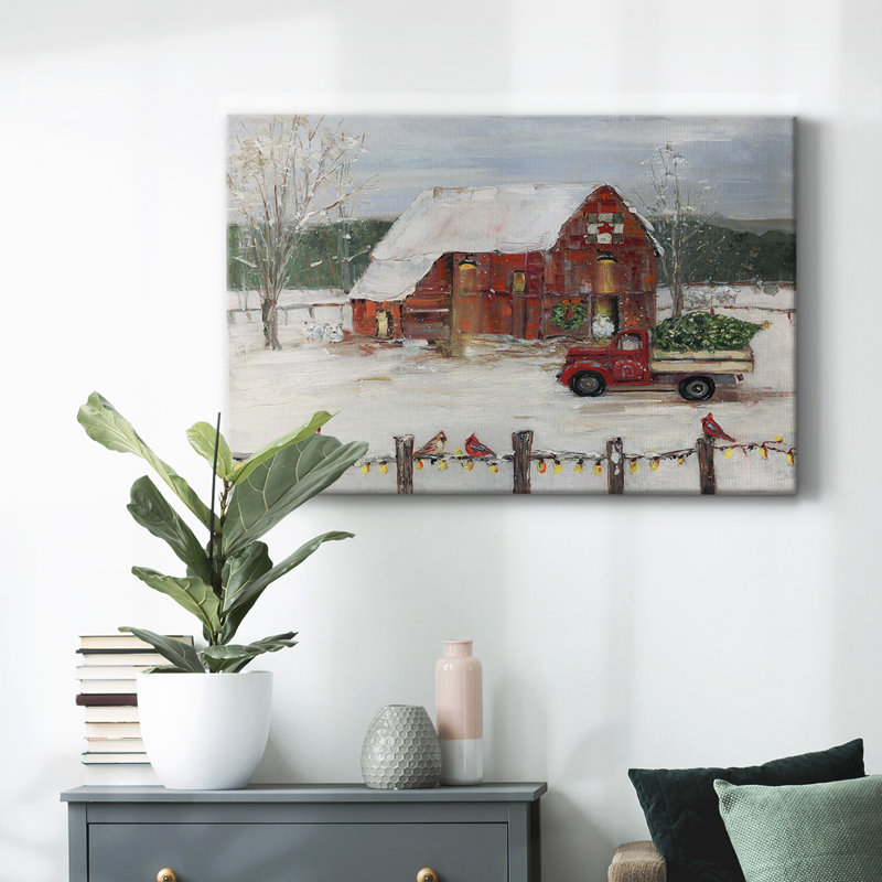 Toile de Noël de Noël sur toile tendue, H 32 po x l 48 po