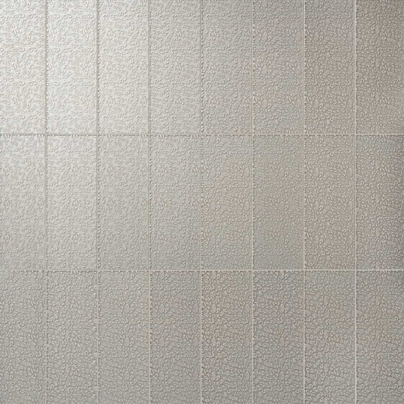 Sonya Flowers 6x16 Frosted Glass Tile, Sterling Gray