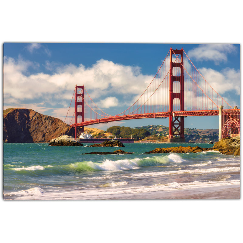 Golden Gate Bridge Coastal View Canvas Wall Art, 24" H x 36" W