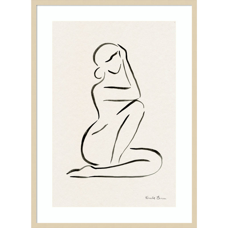 «Nude Lady Line Dessin I», reproduction d'art encadrée, H 41 po x l 30 po